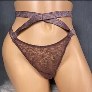 Victoria's Secret Very Sexy Strappy Lace Brazilian Panty Panties Large Mauve